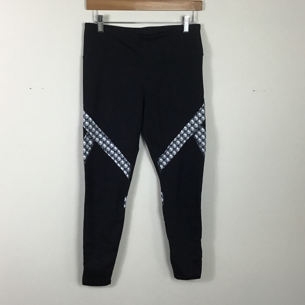 Gapfit full length high rise athletic leggings medium black geometric print
